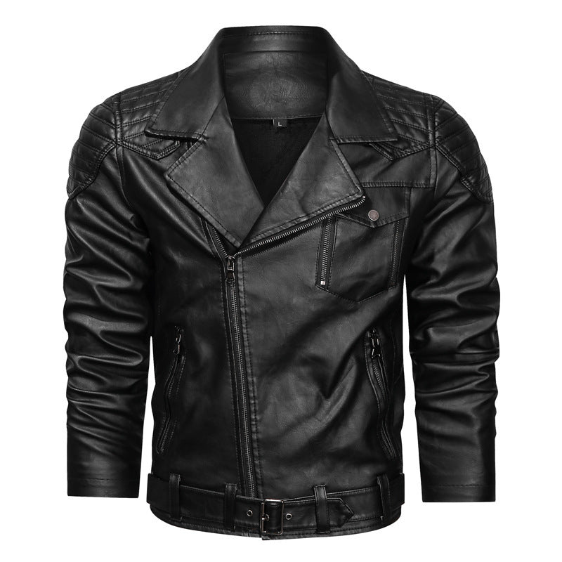 Mens Gooseberry PU Leather Retro Racing Motorcycle Jacket - Double Layered