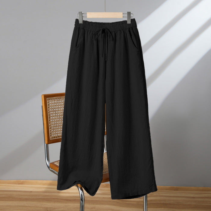 Women’s Lightweight Drawstring Straight Casual Trousers for Everyday Comfort
