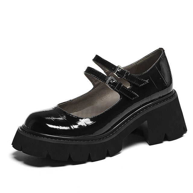 Womens Mary Jane Leather round toe low-top shoes