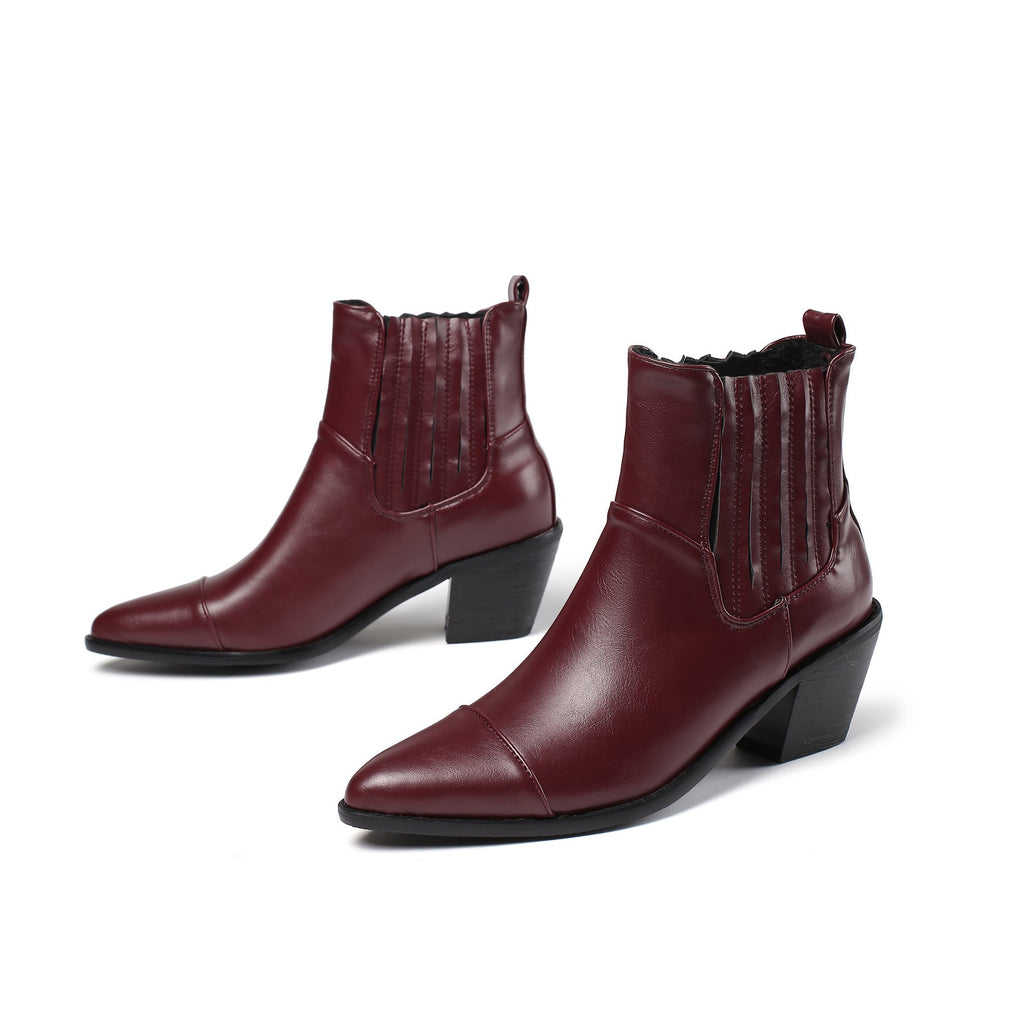 Women's Mid-heel Low-top Solid Color Martin Boots