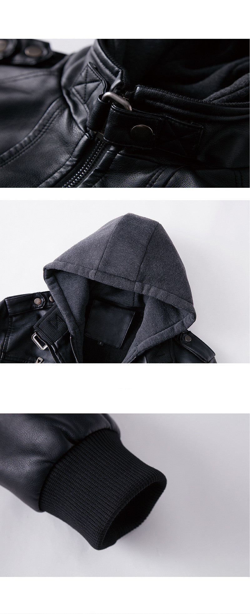 Men's Hooded washed leather jacket | Vintage Style with Velvet Lining