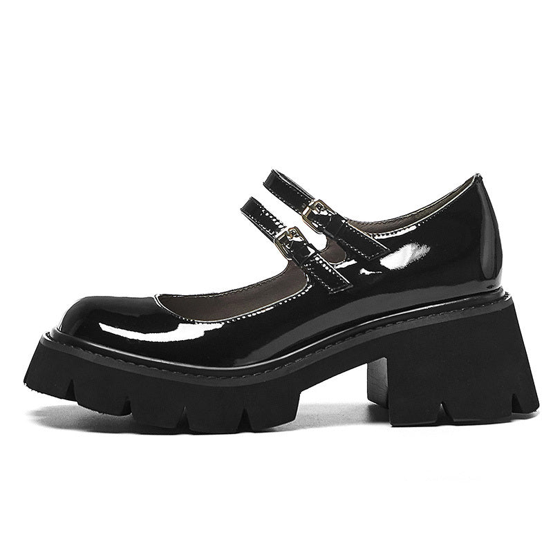 Womens Mary Jane Leather round toe low-top shoes