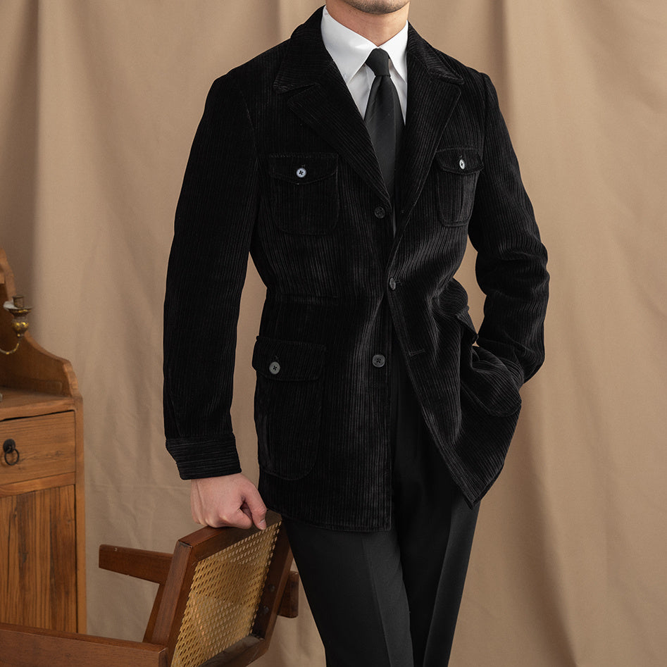 Mens Warm Winter Chenille Corduroy Jacket | High-end Blazer Coat