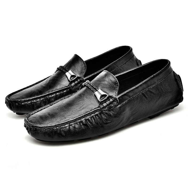 Men’s Plus Size Cowhide Loafers for Effortless British Casual Style