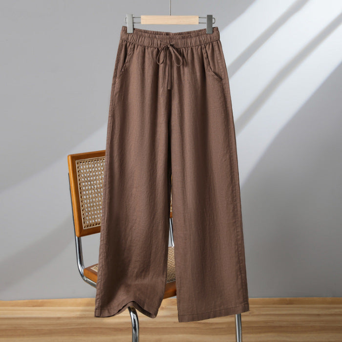 Women’s Lightweight Drawstring Straight Casual Trousers for Everyday Comfort