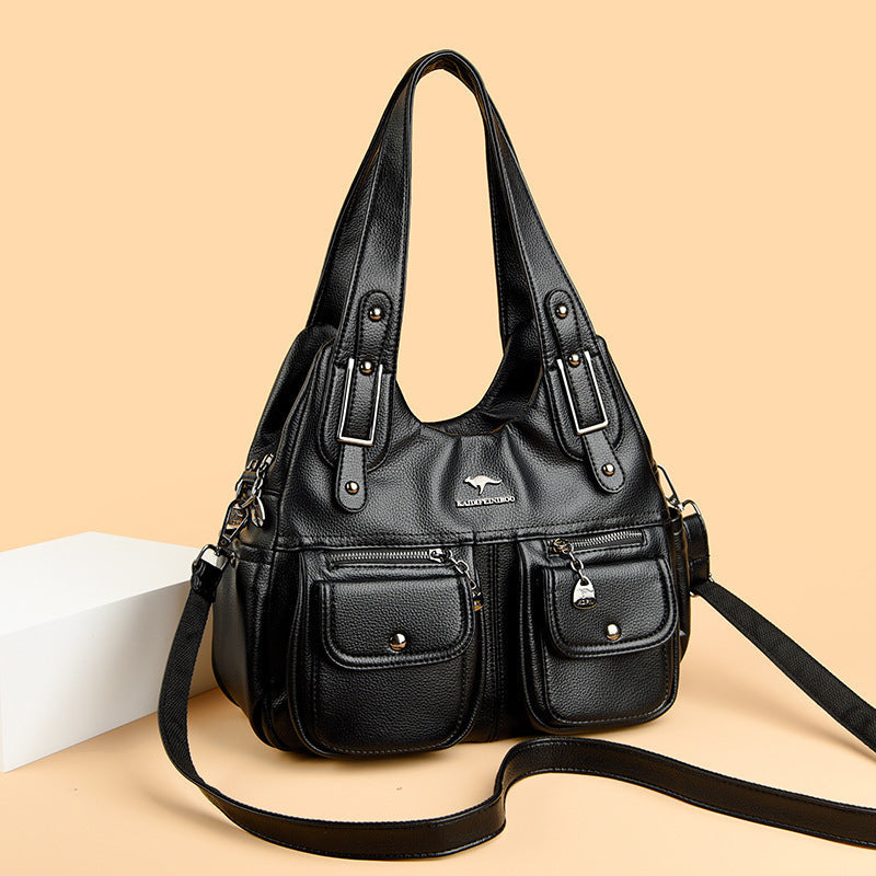 Womens Large capacity Bag | Middle-aged Mom Solid Color Crossbody Handbag