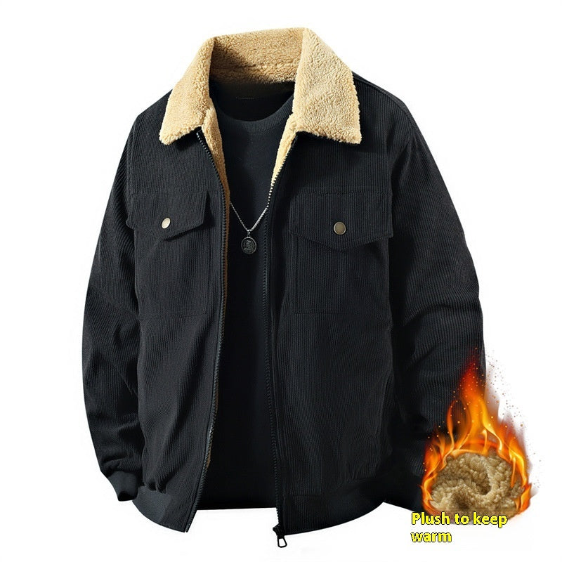Men's Corduroy Fleece Coat for Warmth Comfort and Casual Style