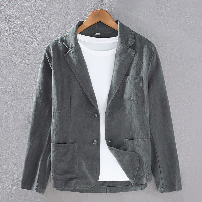 Men's Ramie Casual Suit Jacket for Smart Spring and Autumn Style