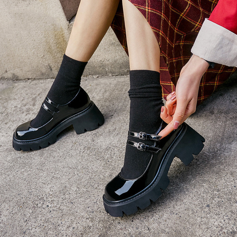 Womens Mary Jane Leather round toe low-top shoes