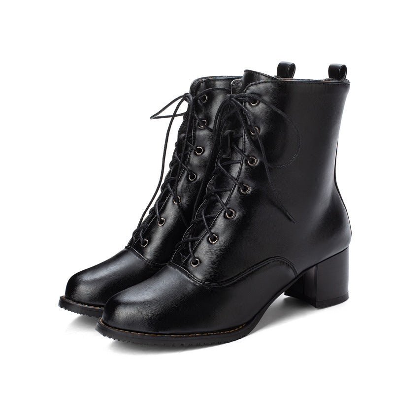 Women’s Stylish Chunky Heel Low Martin Boots for All Seasons