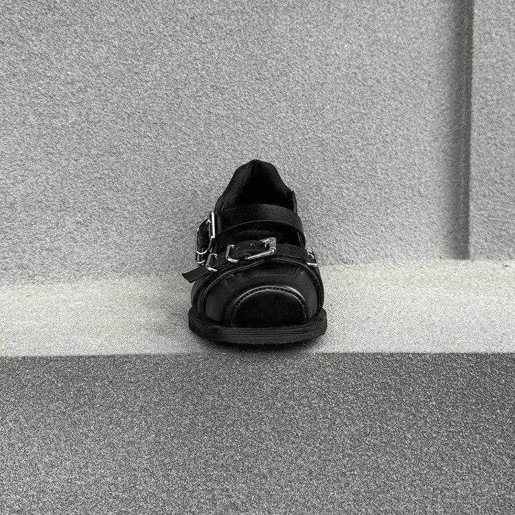 Women's Niche Round Toe Shallow Mouth Summer Leather Shoes