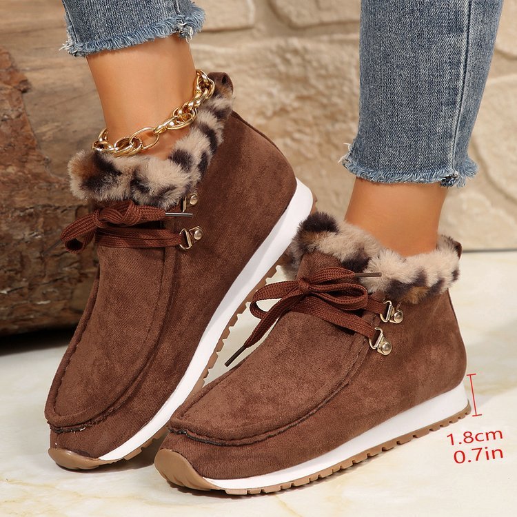 Women's Winter Lace Up Suede Boots with Warm Plush Lining