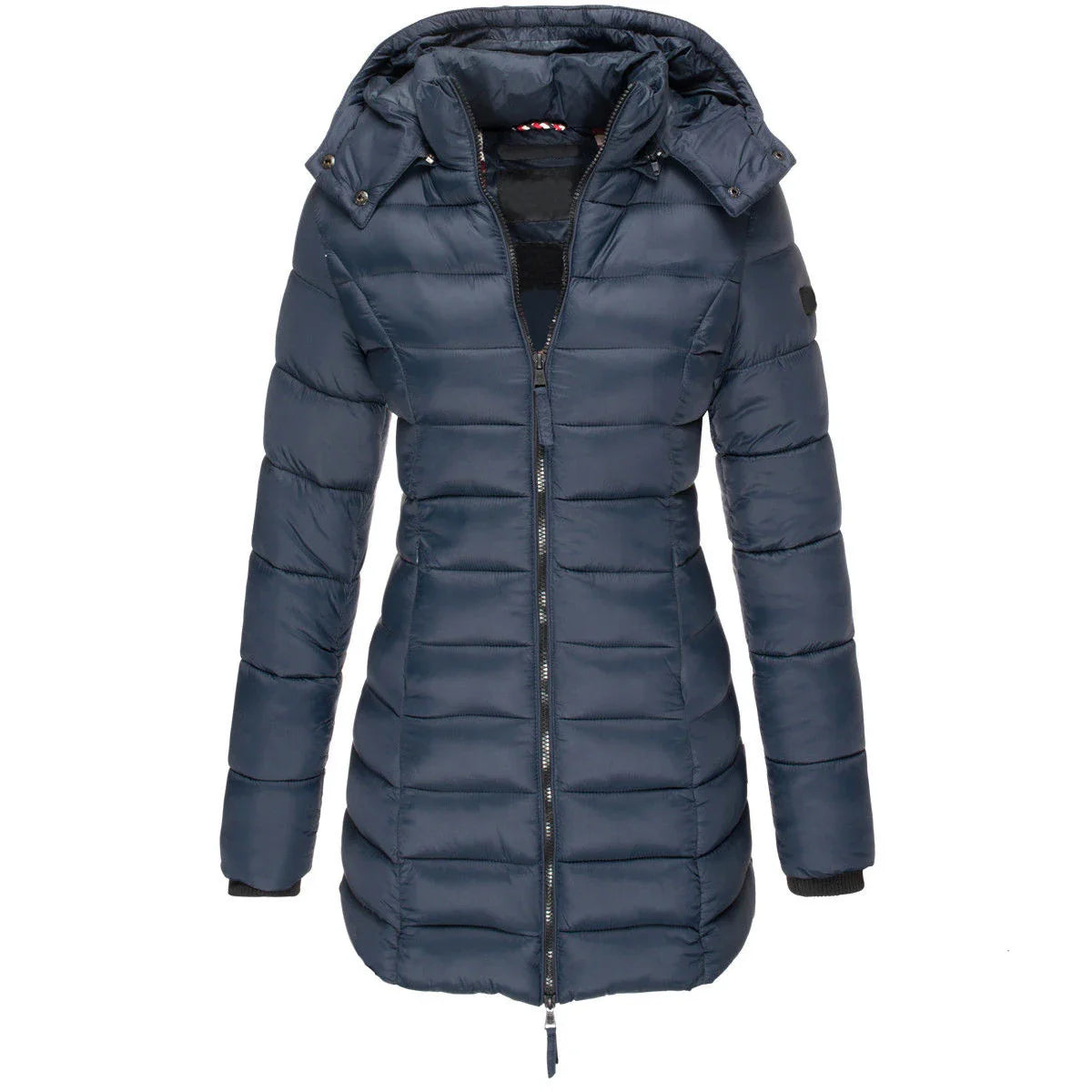Womens Padded  Zipper Jacket | Hooded Cotton Long Sleeve Parka Coat
