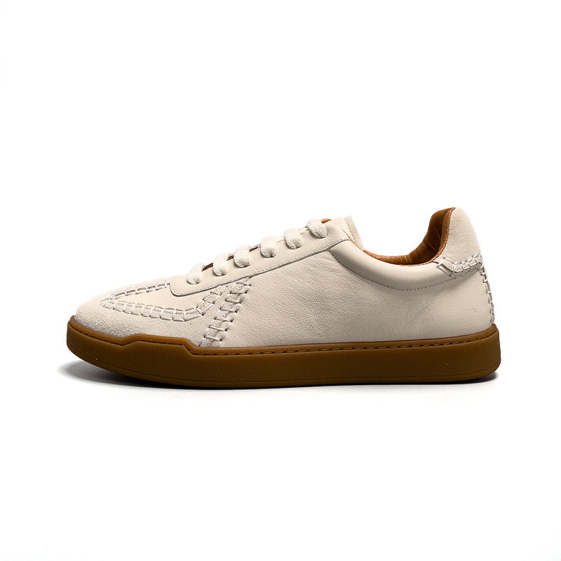 Mens Baseball Low-cut Genuine Leather Sneakers OFF White Shoes