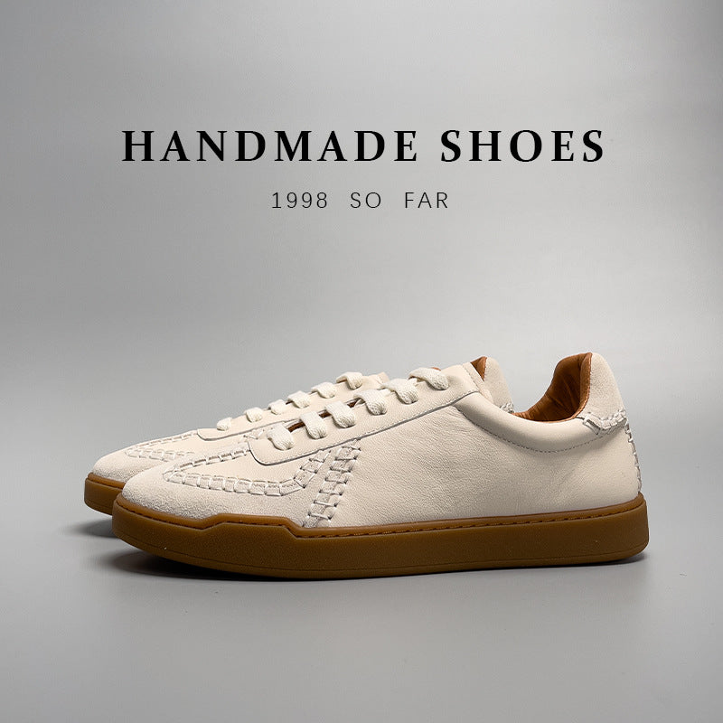 Mens Baseball Low-cut Genuine Leather Sneakers OFF White Shoes