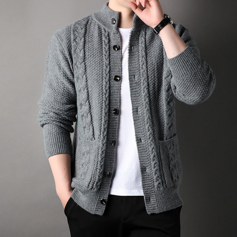 Men's Retro Jacquard Knit Cardigan for Warmth and Everyday Style