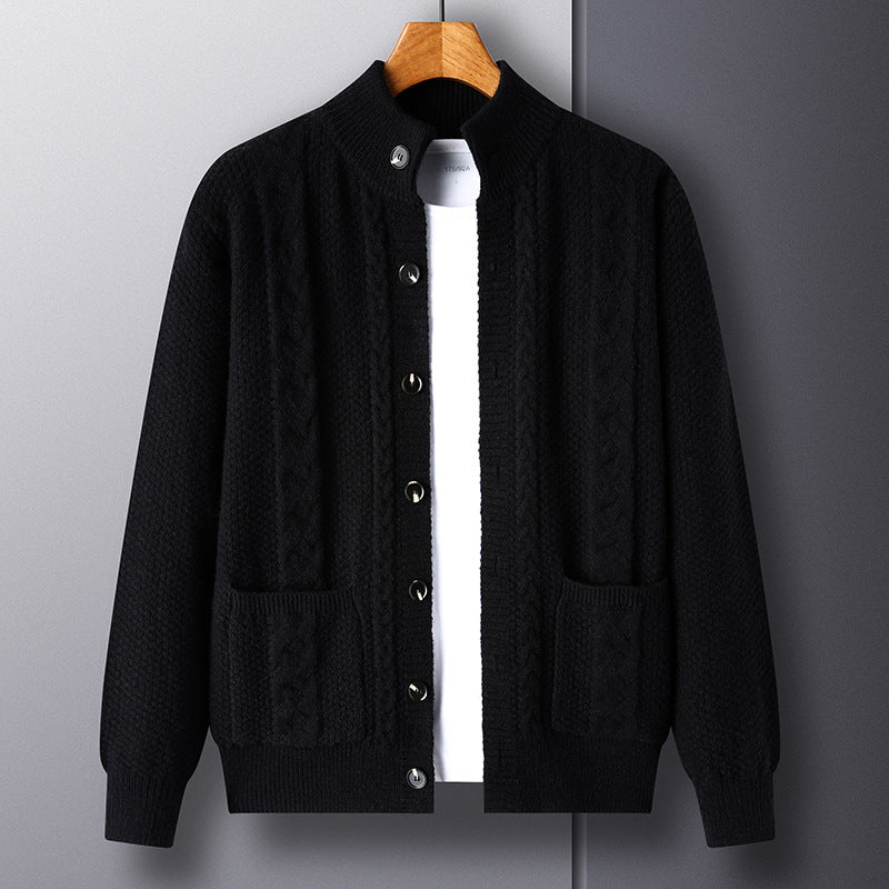 Men's Retro Jacquard Knit Cardigan for Warmth and Everyday Style