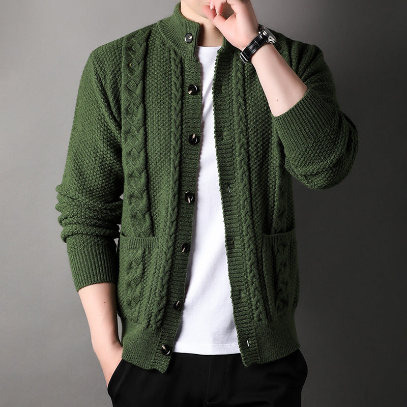 Men's Retro Jacquard Knit Cardigan for Warmth and Everyday Style