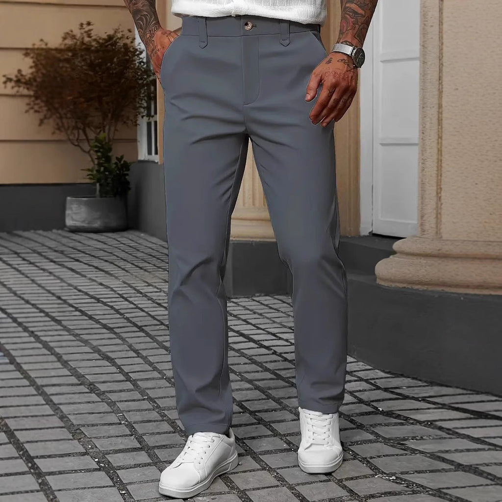 Men’s Solid Color Business Trousers for Smart Casual Everyday Style