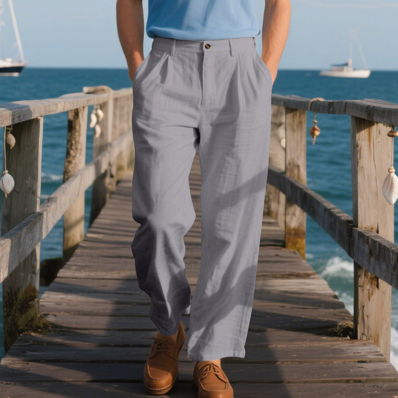 Men’s Straight Linen Business Pants for Comfortable Everyday Elegance