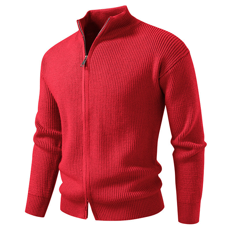 Men's Slim Fit Cotton Cardigan Sweater with Front Zipper Closure