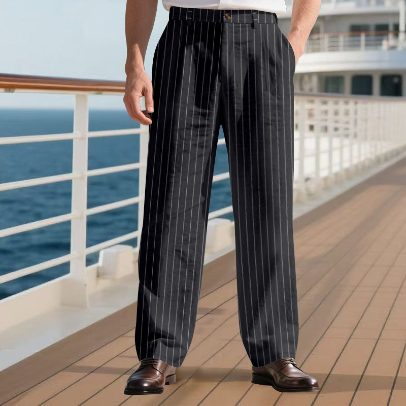Men’s Striped Cotton Linen Trousers for Cool Casual Comfort