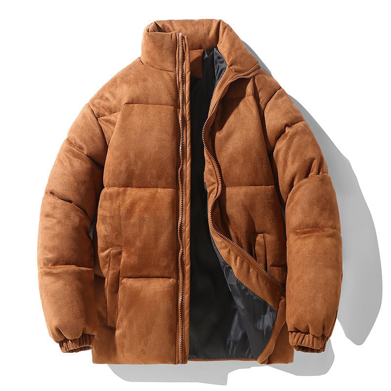 Men's Suede Cotton Puffer Coat for Warmth Comfort and Outdoor Style