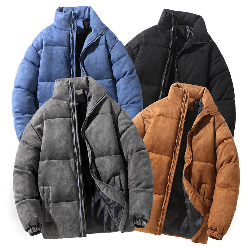 Men's Suede Cotton Puffer Coat for Warmth Comfort and Outdoor Style