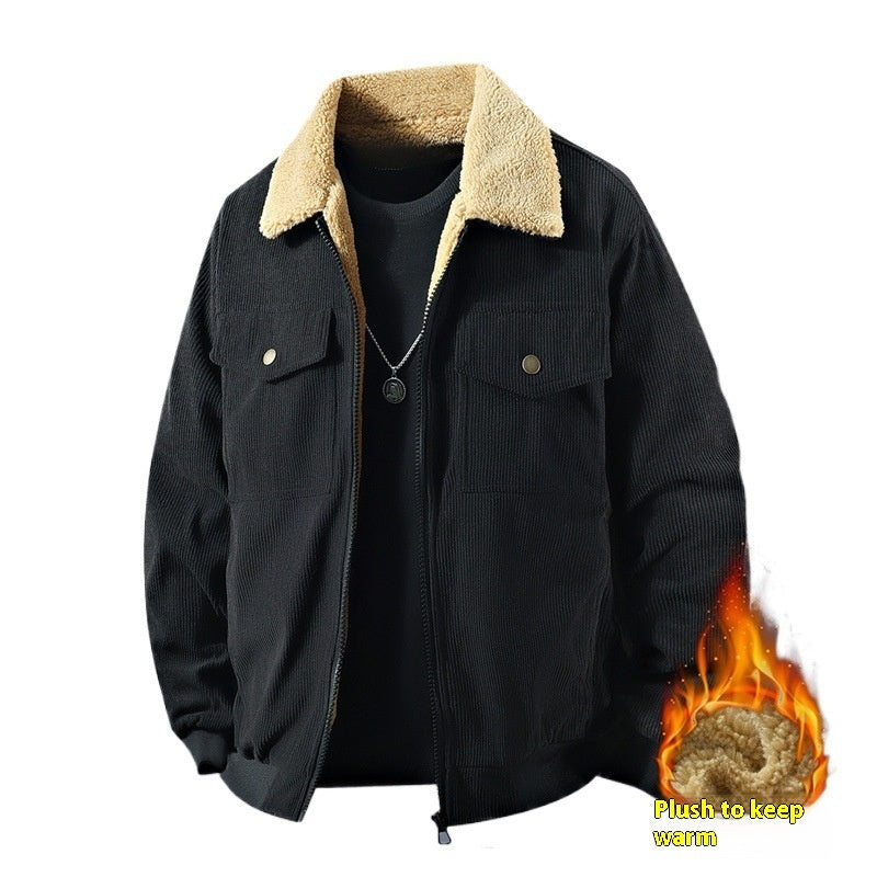 Men's Corduroy Fleece Coat for Warmth Comfort and Casual Style