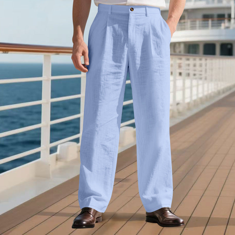 Men’s Straight Linen Business Pants for Comfortable Everyday Elegance