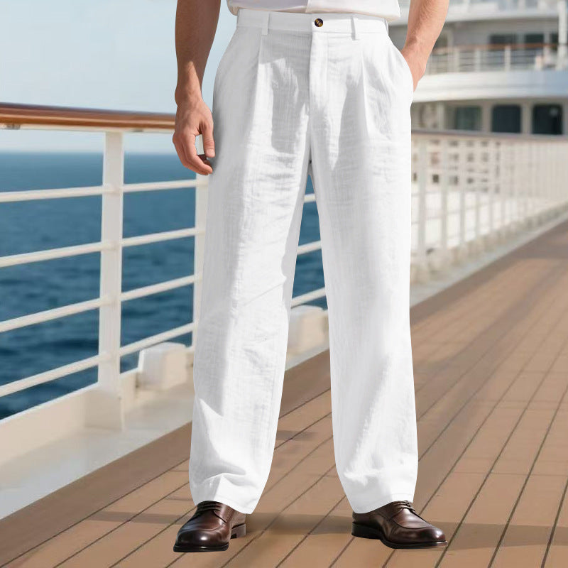 Men’s Straight Linen Business Pants for Comfortable Everyday Elegance