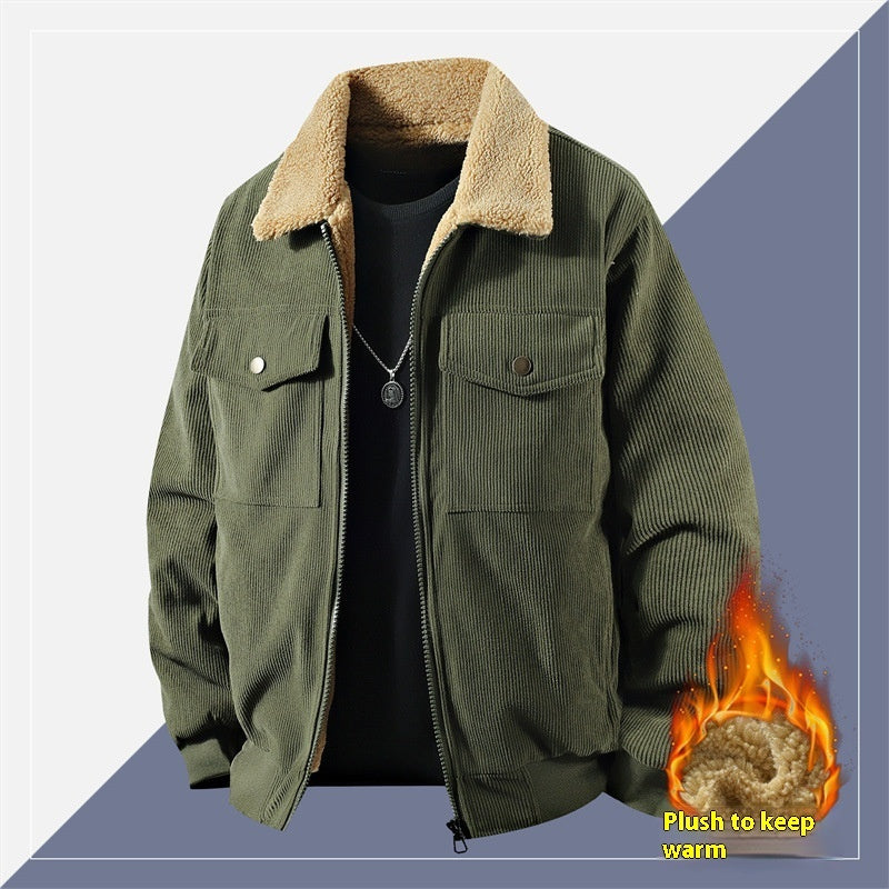 Men's Corduroy Fleece Coat for Warmth Comfort and Casual Style