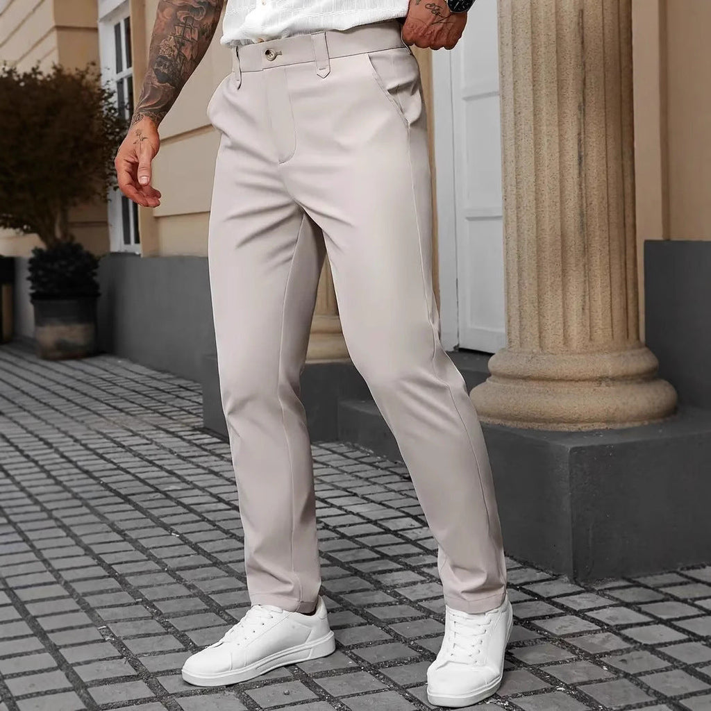 Men’s Solid Color Business Trousers for Smart Casual Everyday Style